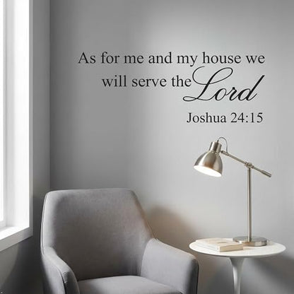 Picniva As for Me and My House Wall Decal 8x20 Christian Scripture Art - color: Black, size: 8'' X 20''