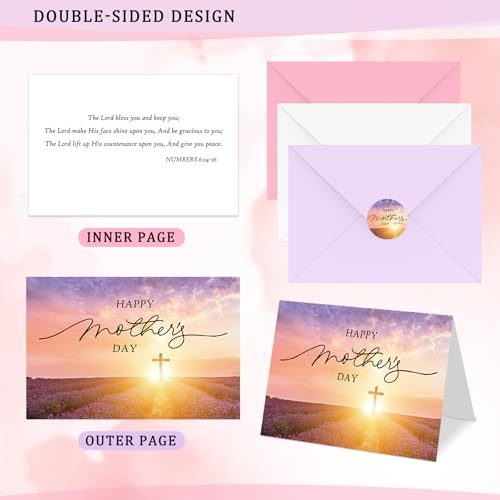 Spakon 30 Sets Mother's Day Christian Cards with Envelopes Stickers