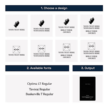 Personalized NKJV Small Print Bible for Adult, Name Engraved, Standard Size - color: Black, style: New King James Version
