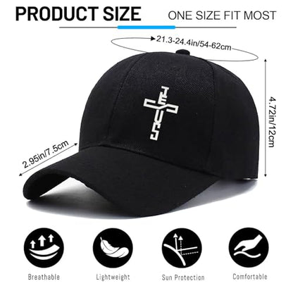 Baseball Cap for Men Cotton Black Baseball Hat for Mens Snapback Hats Trucker Dad Hat Snap Back Flat Bill Men's Caps - color: Cross