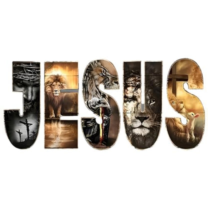 Jesus Christian Vinyl Car Sticker, 6x3 in, Waterproof Decal for Car Bumpers, Laptops, Glass and Walls, 2-Piece Set HAA88