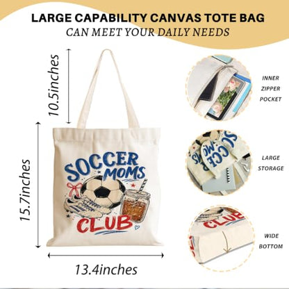 Baseball Soccer Softball Mama Canvas Tote Bag, Christian Tiger Duck Shoulder Bag - color: Soccer Moms 533
