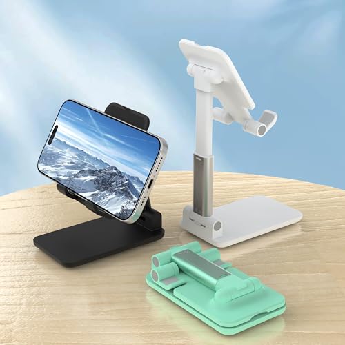 2 Pack Cell Phone Stand for Desk, Adjustable Angle & Height, Foldable Portable Phone Holder with Anti-Slip Silicone Pad, Compatible with iPhone 18/17/16/Smartphones 4–8 Inch, Pink&Green - color: (2 PCs) Black&Green