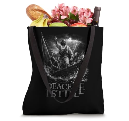 Peace Be Still Christian Storm Faith Scripture Tote Bag