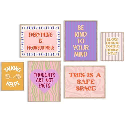 Mental Health Wall Art Poster Therapy Counseling Office Decor Prints Motivational Canvas Wall Art Decor Inspirational Positive Quotes Poster Psychology Artwork for Classroom 8x10x6 Inch Unframed - color: Psychology Prints, size: 8x10 Inch Unframed