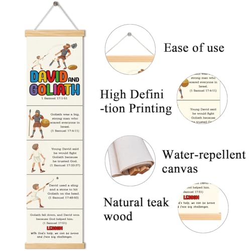 David and Goliath Banner, Church Banner, Christian Rustic Hanging Door Flag, Farmhouse Decorations Outdoor Indoor, Church Activity Decor, Bible Lesson, Scripture and Words Decorations - color: Style 28