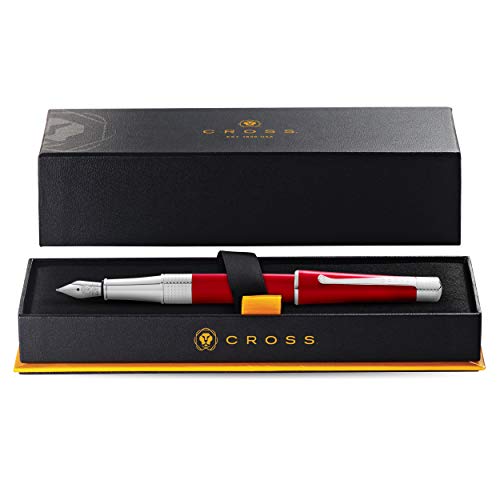 Cross Beverly Refillable Fountain Pen, Medium Nib, Includes Premium Gift Box - Translucent Red Lacquer - color: Translucent Red Lacquer, style: Fountain Pen