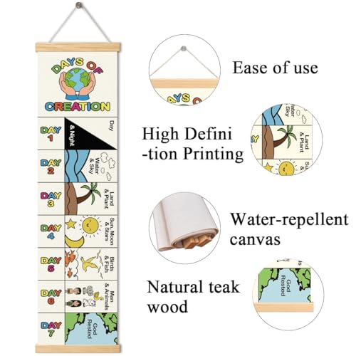 Days of Creation Banner, Church Banner, Religion Rustic Hanging Door Flag, Farmhouse Decorations Outdoor Indoor, Church Activity Decor, Bible Lesson, Scripture and Words Decorations - color: Style 17