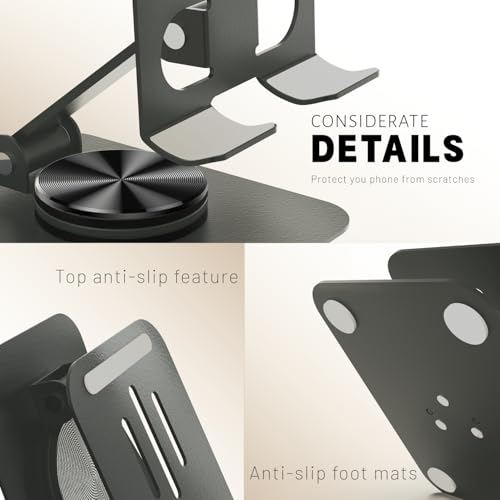 Metal Cell Phone Stand for Desk, Multi-Angel Adjustable 360° Rotation Non-Slip and Foldable Mobile Phone Stand, Compatible with iPhone 18/17 Series and All Smartphones, Purple - color: Purple
