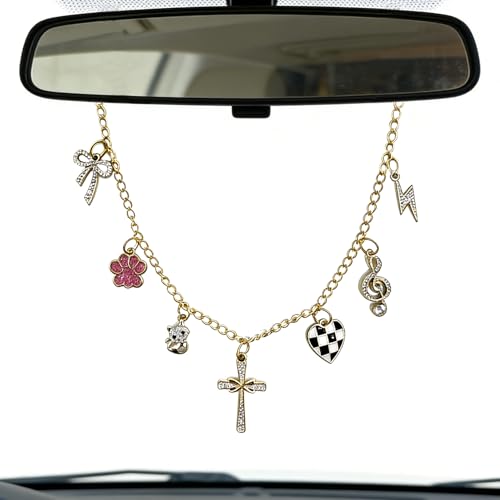 Car Rearview Mirror Charm Gold Hanging Cross Bow Dog Paw Ornament - color: The Cross of Jesus