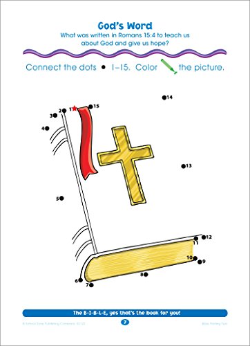 School Zone Bible Dot-to-Dots! Numbers 1-25 Workbook: 32 Pages, Preschool, Kindergarten, Christian Scripture, Old & New Testament, Connect the Dots, Ages 3 to 6
