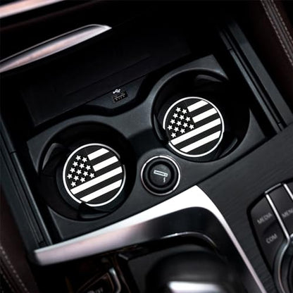2Pcs 2.75 Inch America Flag Car Cup Holder Coaster Insert Tough Auto America Flag Car Accessories - color: Cup-flag