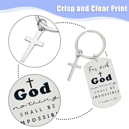 kilofly Christian Inspirational Bible Verse Keychain Gift Cross Charm - style: Faith-silver-6