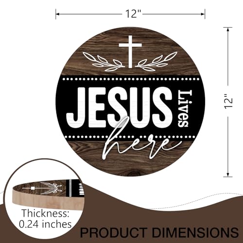 Deroro Christian Jesus Lives Here Front Door Sign, Religious Faith Cross