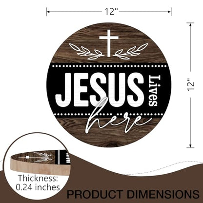 Deroro Christian Jesus Lives Here Front Door Sign, Religious Faith Cross