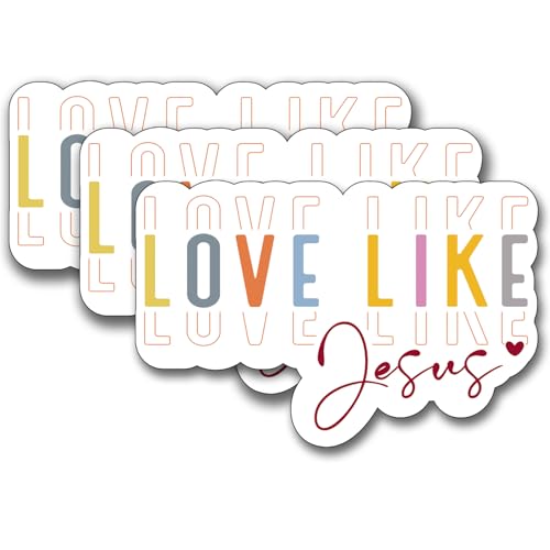(3Pcs) Love Like Jesus Sticker, Christian Gifts Decorate Books Laptop Phone, Water Bottles Kindles Stickers, Tumbler Sticker Waterproof Vinyl Decorate 3 x 2 Inch - color: Love Like Jesus