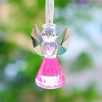 YWHL Pink Crystal Guardian Angel Figurines, Glass Angel Gifts for Women - color: Pink
