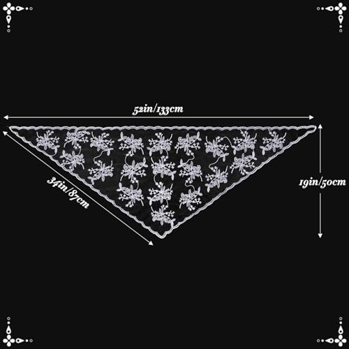 Lystaii Triangle Lace Mantilla Veil Catholic Chapel Head Covering Scarf - color: White