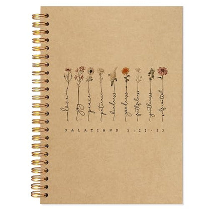 Christian Journal Notebook, Bible Notebooks for Note Taking for Women, Christian Bible Gifts for Women, Scripture Journals, Galatians 5:22-23 Religious Journals, Kraft Paper 5.5x8.3 Inch - color: 5:22-23 kraft
