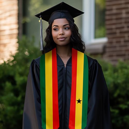Graduation Satin Sash Scarf 72" Stole - color: Ghana Flag