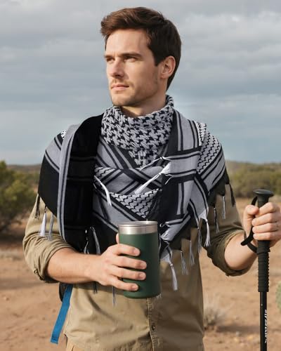 Aonal Military Shemagh Tactical Desert Scarf, Keffiyeh Scarf for Men - color: Mixed Black