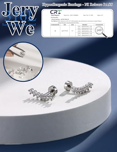 JeryWe Cartilage Earrings for Women Hypoallergenic Helix Piercing Jewelry - color: G:long cz-silver filled