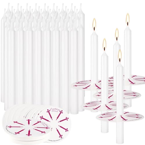 150 Pack 4 Inch White Church Taper Candles with Drip Protectors - color: white-4"150pcs