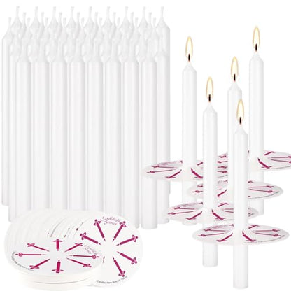 150 Pack 4 Inch White Church Taper Candles with Drip Protectors - color: white-4"150pcs