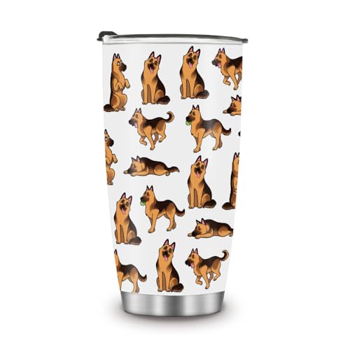 WIRESTER 20 OZ Stainless Steel Tumbler With Lid, Double Wall Vacuum Insulated Tumbler, Coffee Travel Mug Cup for Hot Cold Drinks - German Shepherd Funny Playful Postures - color: German Shepherd Funny Playful Postures