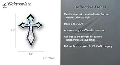 Elektroplate Christian Pointed Gothic Cross Reflective Car Decal 4" - color: Pointed Reflective