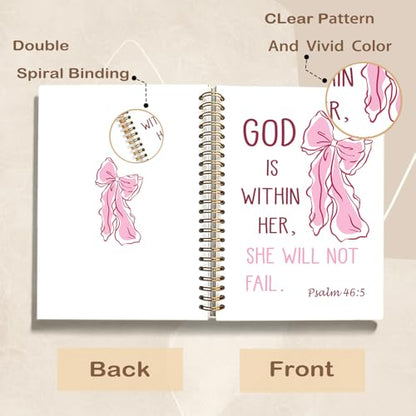 Christian Spiral Notebook Journal, God is Within Her She Will Not Fall Preppy Bible Verse Journal for Women, Christian Gifts for Women, Religious Prayer Notebooks, 5.5x8.3 Inch - color: 01-god is Within Her She Will Not Fall