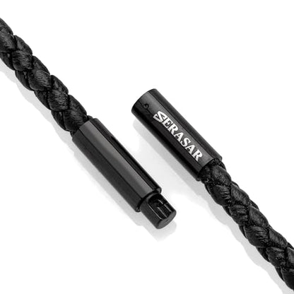 SERASAR Premium Leather Necklace Men | Stainless Steel Pendant | Secure Clasp | Three Colors | Jewelry Box Included - color: Black, size: 50cm, style: Arrow