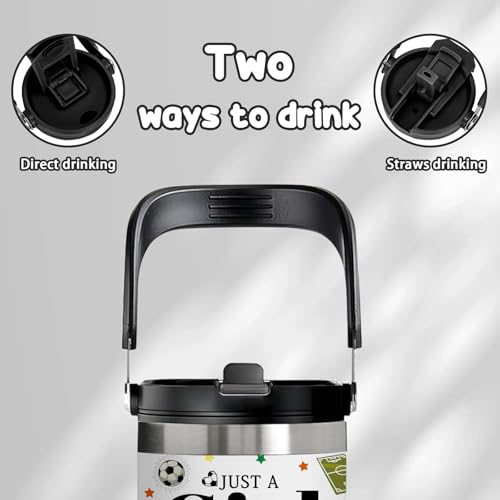30oz Stainless Steel Insulated Tumbler with Handle, Soccer Gifts for Girls - color: Soccer1