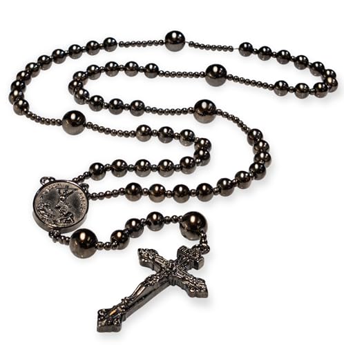 Gun Metal World War I Seven Sorrow Original Solid Stainless Steel Rosary Beads Catholic
