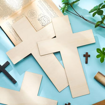 Anglechic 12 Pack Wooden Cross Craft 12 Inch Wood Crosses for Crafts - color: Cross, size: 12 Inch