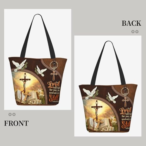 Bible Tote Bags for Women Christian Gifts Religious Church Shoulder Bag - color: Cross