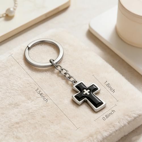 Cross Keychain Bag Charm for Women Christian Religious Gifts Easter Jesus Keychain for Women Purse Handbag Car Keys - color: Silver E