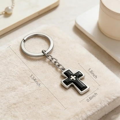 Cross Keychain Bag Charm for Women Christian Religious Gifts Easter Jesus Keychain for Women Purse Handbag Car Keys - color: Silver E