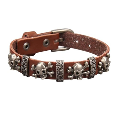 Jeilwiy Punk Rock Gothic Black Rivet Leather Spiked Necklace Collar Neckband Leather Choker Necklace for Women Mom Gifts Adjustable - color: HGB153-Brown