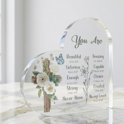 Christian Gifts for Women Heart Acrylic Plaque Sign - Catholic Gifts for
