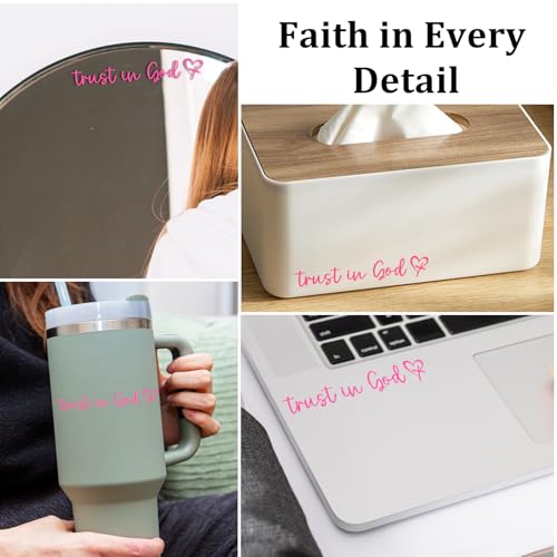 3Pcs Trust In God Mirror Stickers, Jesus Christian Decals for Car (Pink) - color: Pink Trust in God