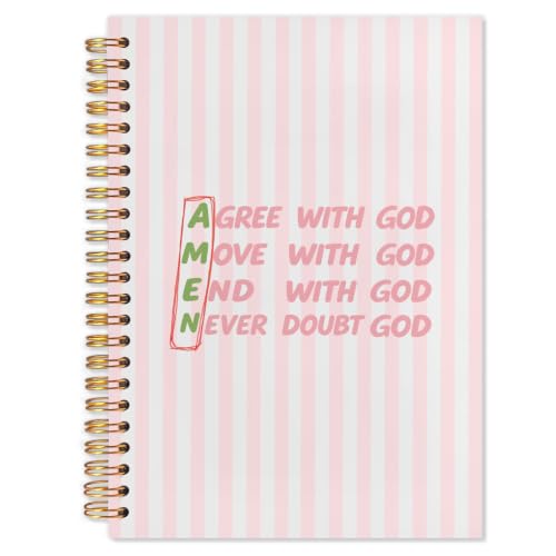 Amen Pink Christian Spiral Notebook 5.5x8.3 - color: White Amen Pink Christian