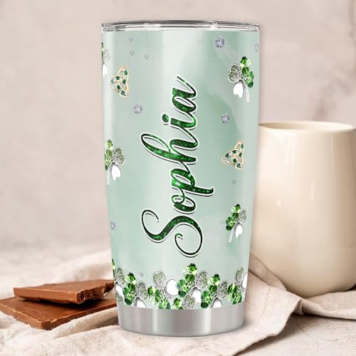 Dorris Personalized St Patricks Day Tumbler with Lid 20oz 30oz Stainless Steel Insulated Cups Travel Coffee Mug Customized Green Gifts for Women Christian - color: Patrick 1
