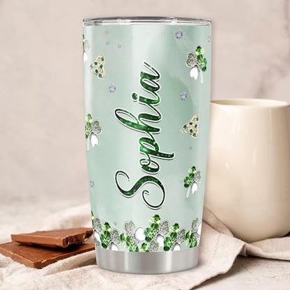 Dorris Personalized St Patricks Day Tumbler with Lid 20oz 30oz Stainless Steel Insulated Cups Travel Coffee Mug Customized Green Gifts for Women Christian - color: Patrick 1