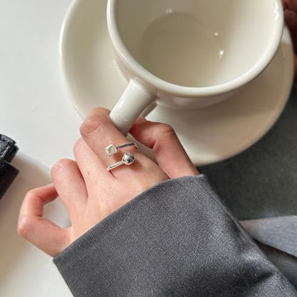 Handmade Rings 925 Sterling Silver Band Ring Adjustable Open Knuckle Rings Thumb Ring Statement Rings for Women Minimalist Jewelry - color: Pattern 7