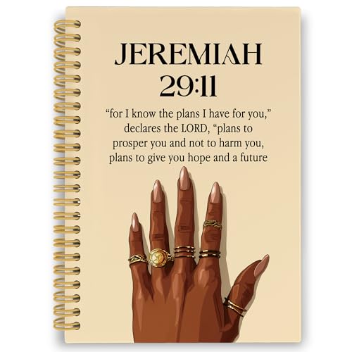 XPH Christian Spiral Notebook, Jeremiah 29:11 Bible Verse Journaling Notebooks for Note Taking, Religious Hardcover Journal for Writing 160 Pages 5.5 x 8.3 Inch, Christian Gifts for Black Women - color: Color13
