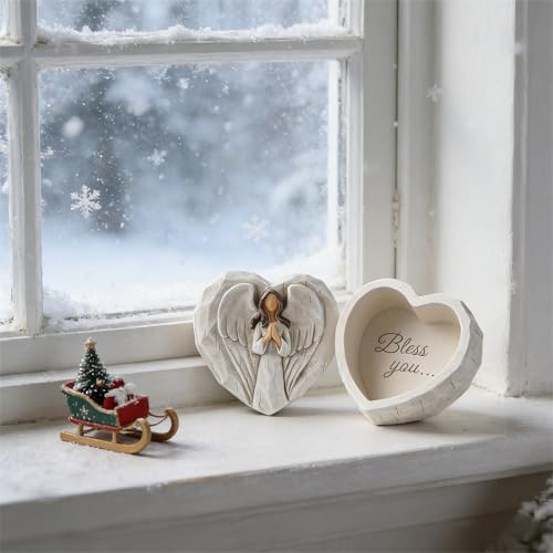 Hodao Angel Jewelry Box, Rosary Keepsake Box, Angel Gift for Women - color: White Elegance Angel-bless You