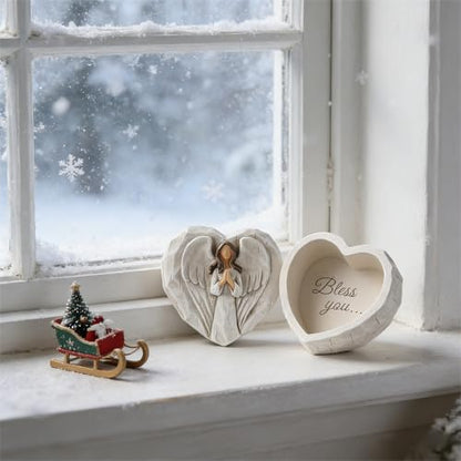 Hodao Angel Jewelry Box, Rosary Keepsake Box, Angel Gift for Women - color: White Elegance Angel-bless You