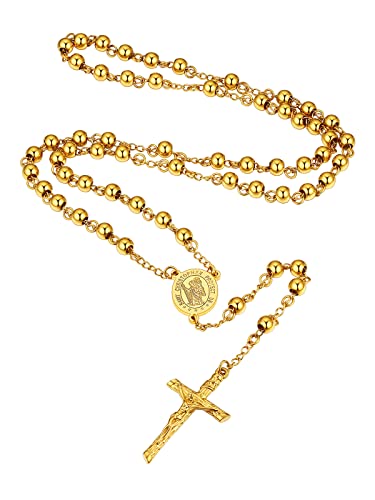 Supcare Rosary for Men Women Catholic Necklace Rosary Beads Customized - color: E03-Christopher Yellow