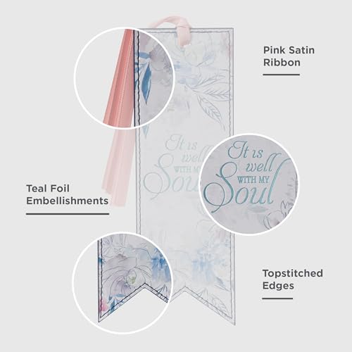 Christian Art Gifts Premium Faux Leather Bookmark: It is Well with My Soul - color: Multi - It is Well